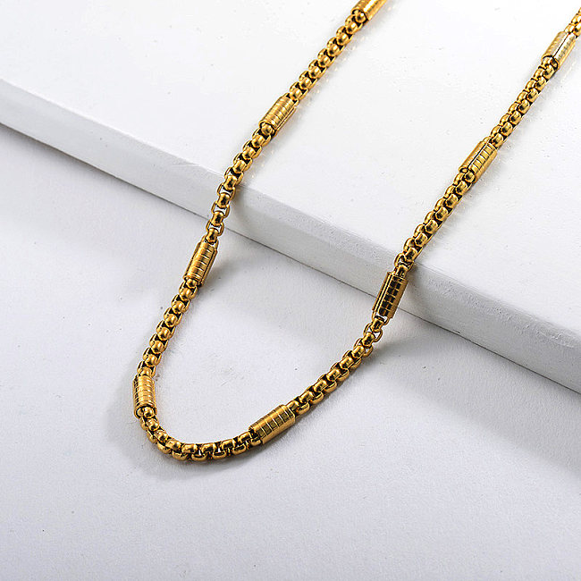 Collar cubano de cadena de eslabones largos chapado en oro de 60 CM