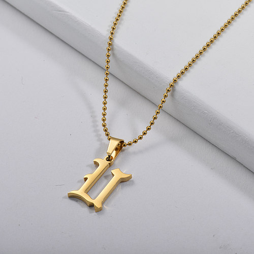 Cheap Gothic Alphabet U Pendant Gold Beaded Chain Necklace