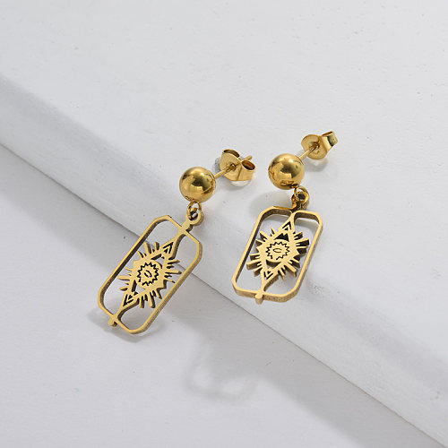 Gold Plating Dangle Earring Evil Eyes Metal Style