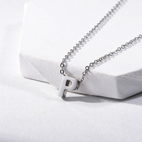 Small Letter P Initial Pendant Necklace