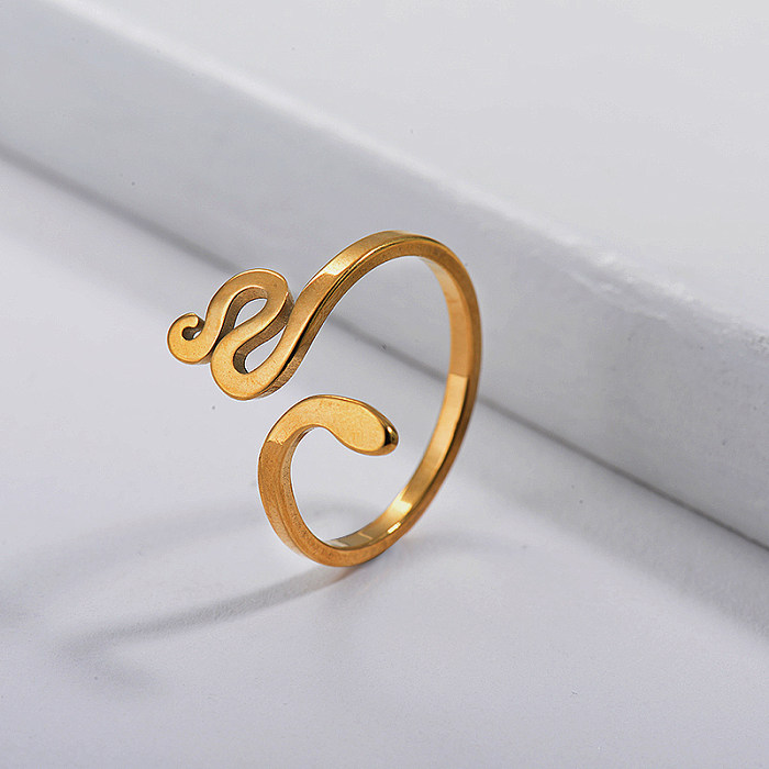 Edelstahl Mode vergoldet einfache Schlange Versprechen Ringe billig