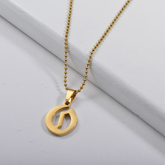 Vente en gros Pendentif Alphabet Gothique O Collier Chaîne Boule D'or