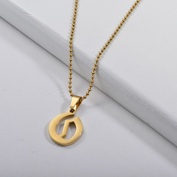 Wholesale Gothic Alphabet O Pendant Gold Ball Chain Necklace