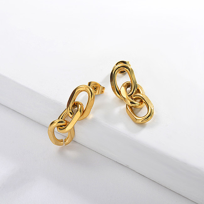 Gold Chain Earrings Metal Style