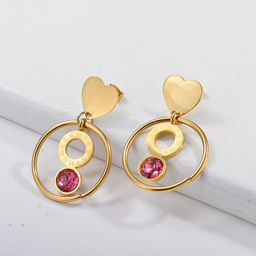 Gold Plating Hand Make heart Earrings with Crystal