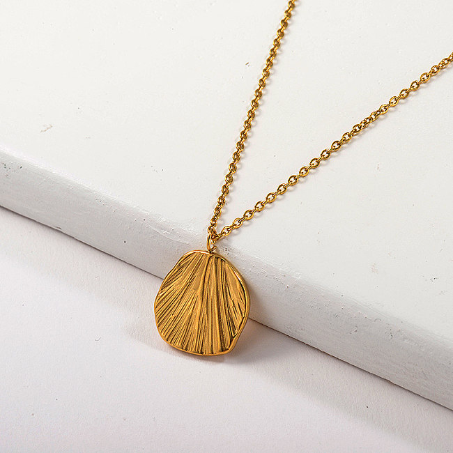 316L Stainless Steel Gold Metal Shell Pendant Necklace