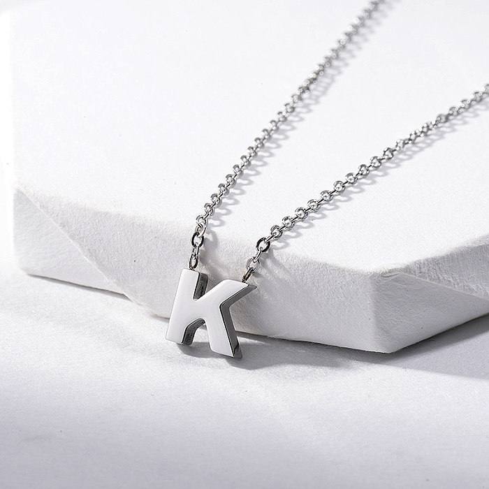 Cute Silver Alphabet K Charm Initial Necklace Jewelry