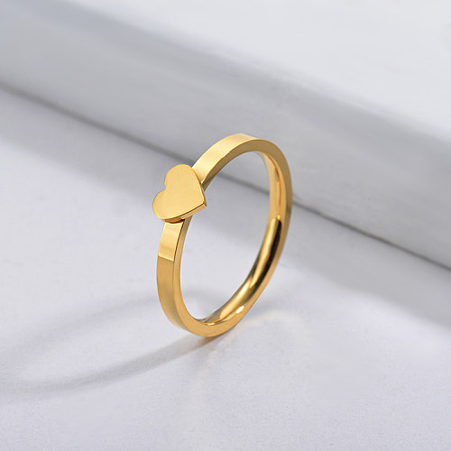 Anillo de novia de corazón simple de oro de marca famosa de acero inoxidable al por mayor