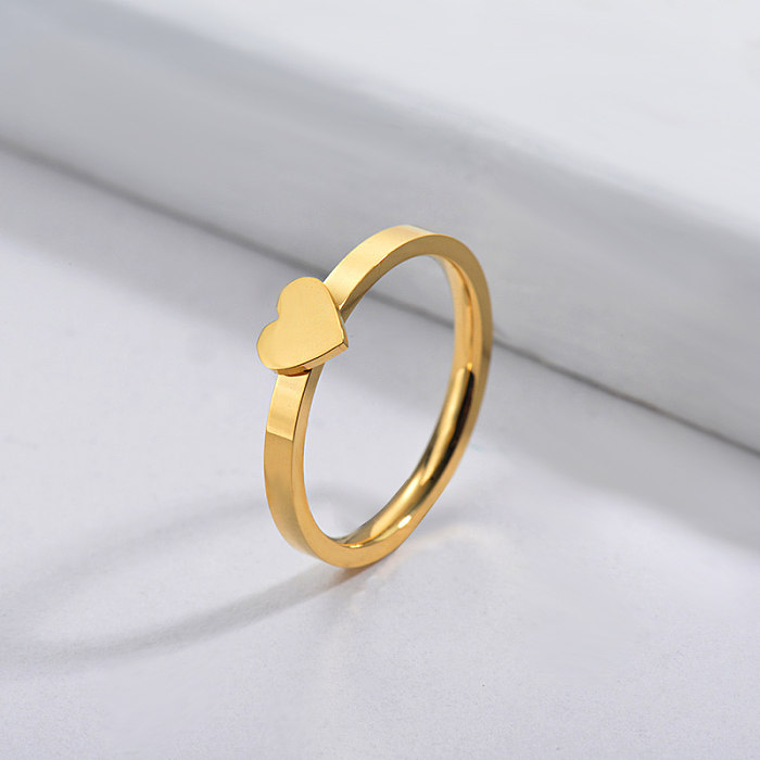 Wholesale Stainless Steel Famous Brand Gold Simple Heart Bridal Ring