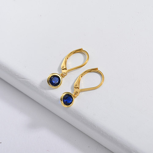 Gold Plated Jewelry  Stainless Steel  Sapphire Earrings