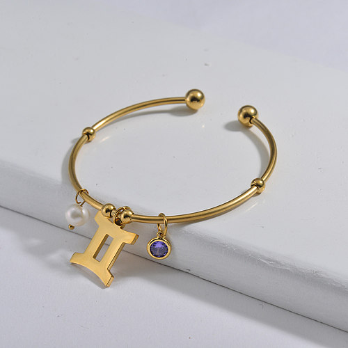 pulseira de ouro de aço inoxidável com pendente constelação