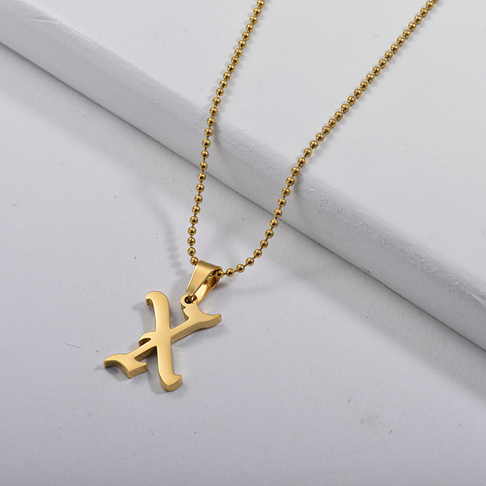 Günstige Gold Gothic Style Alphabet X Charm Perlenkette