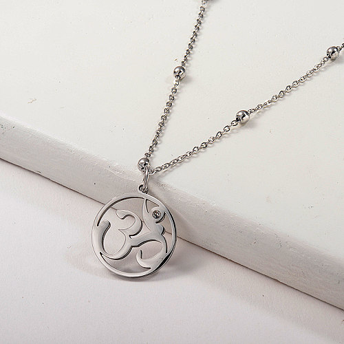 Collier de zodiaque de chaîne de perles de pendentif de signe d'hindouisme religieux simple en argent