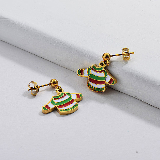 Vergoldung Ohrringe für Weihnachten Geschenk des Pullovers niedlichen Stil