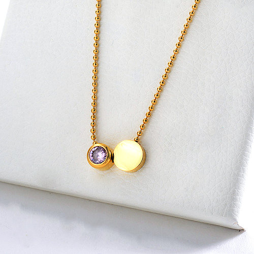 New Design Gold Round Geometry Charm With Zircon Necklace