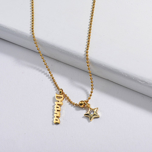 Personalisieren Sie Name Charm mit Star Ball Chain Halskette