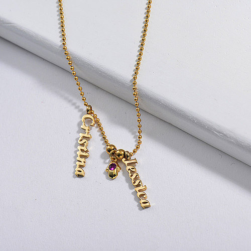 Gold Hamsa Hand Copper Charm Custom Name Necklace