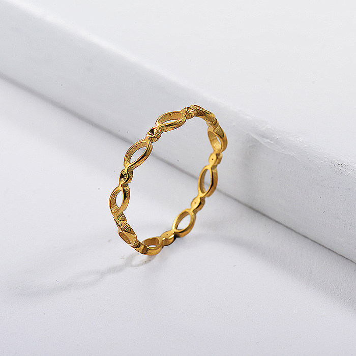 الفولاذ المقاوم للصدأ العلامة التجارية الشهيرة الذهب تصاميم بسيطة خاتم الزواج