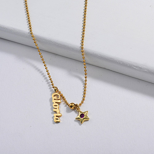 Smalll Star Copper Charm Name Necklace For Women