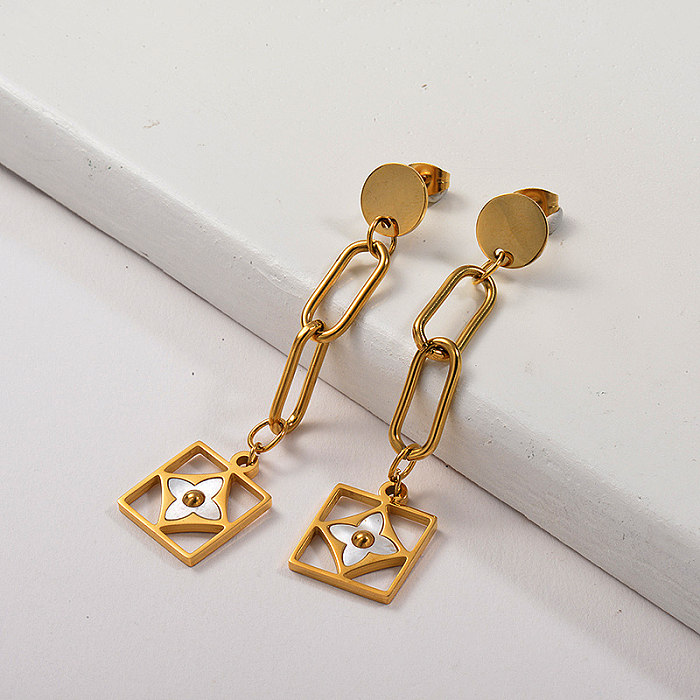 Gold Plated Jewelry  Stainless Steel  Gold Drop Earrings
