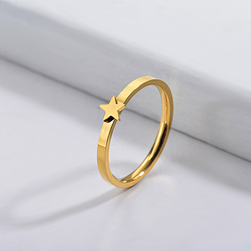 Großhandel Edelstahl Berühmte Marke Gold Simple Star Bridal Ring