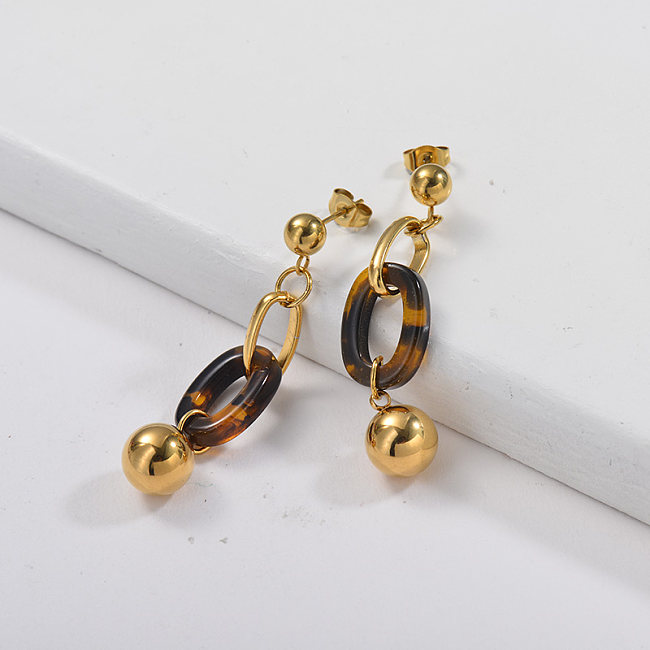 Gold Plating Dangle Earrings with Leopard Hoop Moden Style