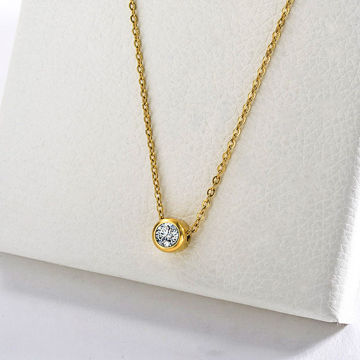 Dainty Gold One Piece Zircon Charm Necklace For Women