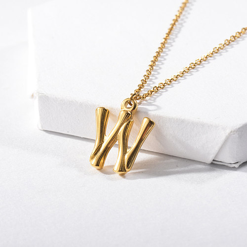 Custom Alphabet W Gold Initial Necklace