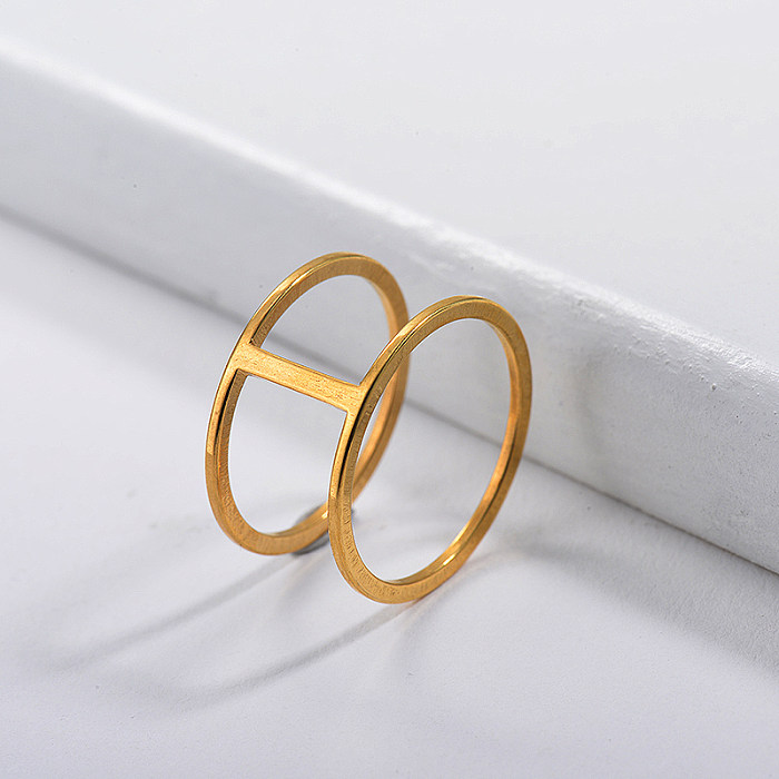 Anéis Simples Promessa De Ouro De Marca Famosa De Aço Inoxidável Para Mulheres