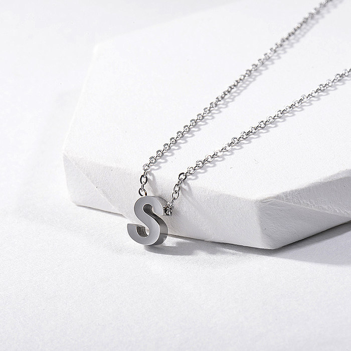 Fashion Silver Alphabet S Initial Necklace For Women