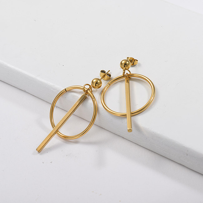 gold plated Vertical Bar pandent Drop Earring