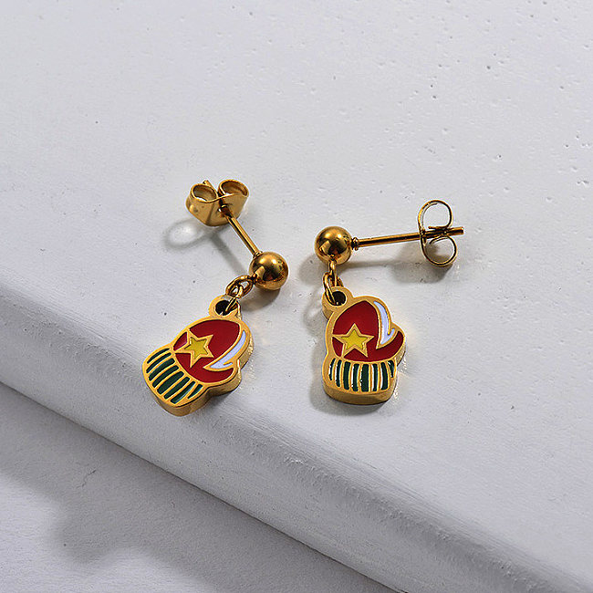 Vergoldete Ohrringe für Weihnachtsgeschenk Handschuh Mitt Lässiger Stil