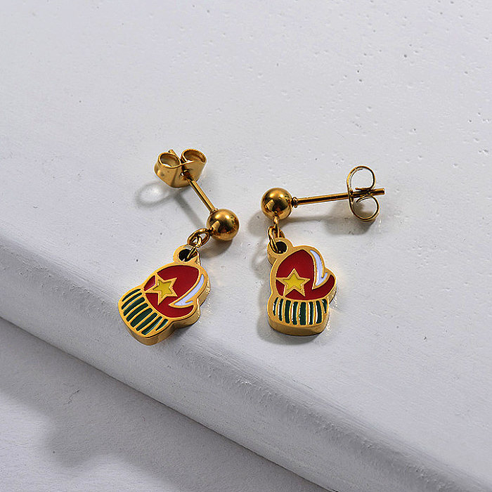 Gold Plating Earrings for Christmas Gift Glove Mitt Casual style