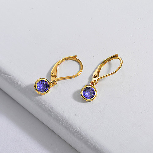 Gold Plated Jewelry  Stainless Steel  Amethyst Earrings