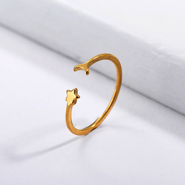 Anel de noiva simples banhado a ouro de marca famosa de moda em aço inoxidável