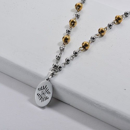Stainless Steel Lucky Evil Eye Beads Chains Necklace For Women