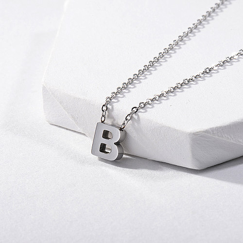 Cute Silver Letter B Initial Charm Necklace For Girls