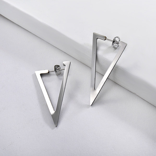 Boucle d'oreille triangulaire en acier inoxydable Style métal