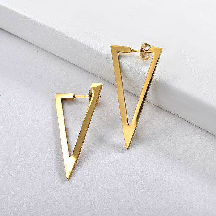 Gold Plating Triangle Earrings Metal Style