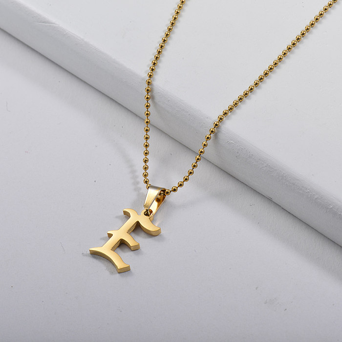 Trendy Gold Plating Gothic Style Letter E Charm Bead Necklace