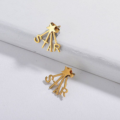 Gold Plated Jewelry  Stainless Steel  Star Earrings