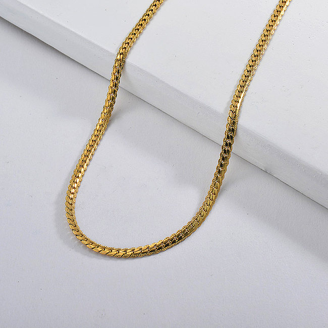Collar de mujer de eslabones de cadena larga chapado en oro de 55 CM