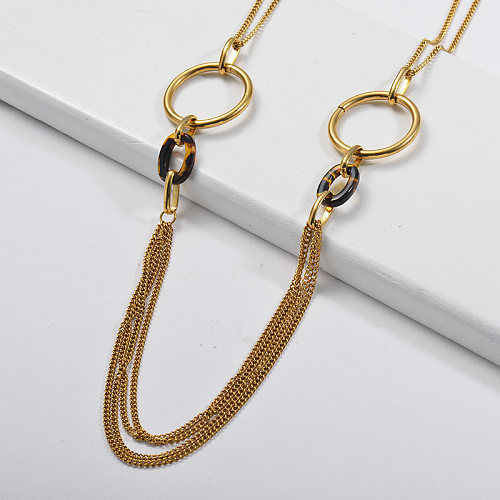 Trendy Gold Leopard Layer Link Chain Necklace For Women
