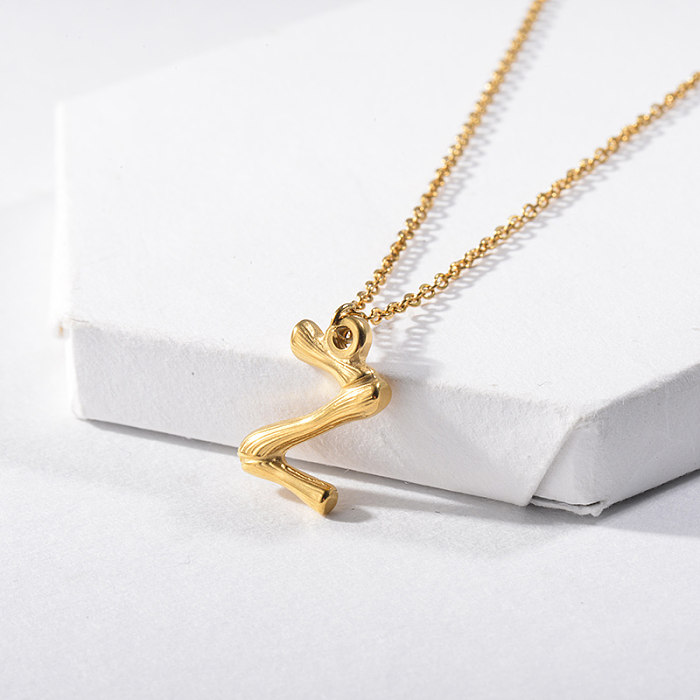 Gold Plated Letter Z Initial Necklace