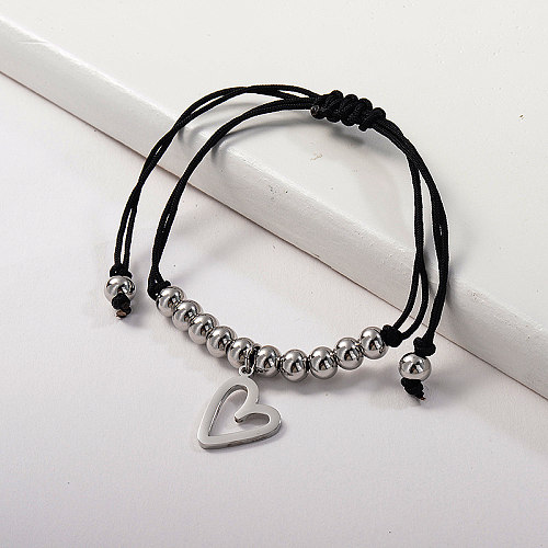 Neues Design Schönes Herz Anhänger Edelstahl Perlen Armband handgemacht