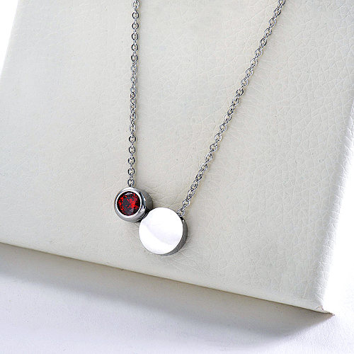 Simple Stainless Steel Silver Round Geometry With Zircon Charm Necklace