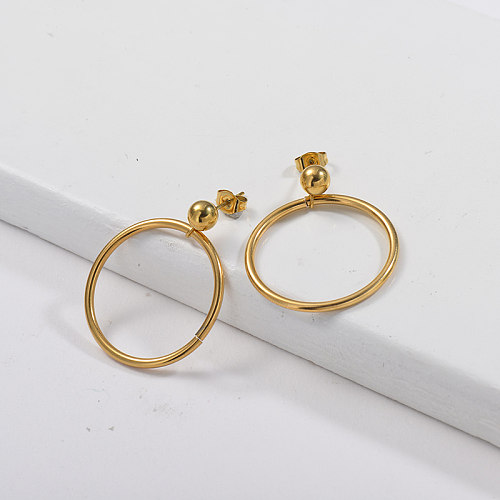Gold Plating Dangle Earring with Gold Hoop Moden Style