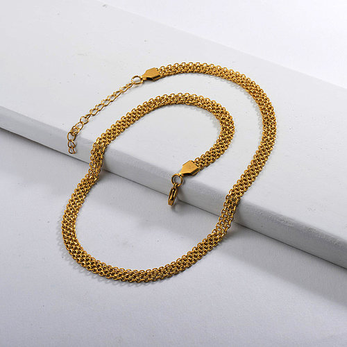 Collar de cadena de cinturón chapado en oro de 45 CM para mujer