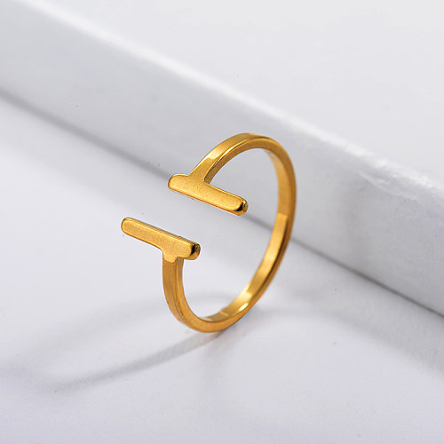 Edelstahl berühmte Marke vergoldet einfachen Paar Ring