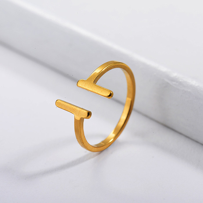 Stainless Steel Famous Brand  Gold Plated Simple Couple Ring